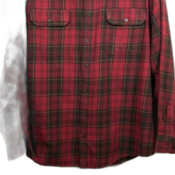 Faded Glory Mens 2XL Red/Black Plaid Long-sleeve Flannel Shirt Button Collar - Picture 5 of 12
